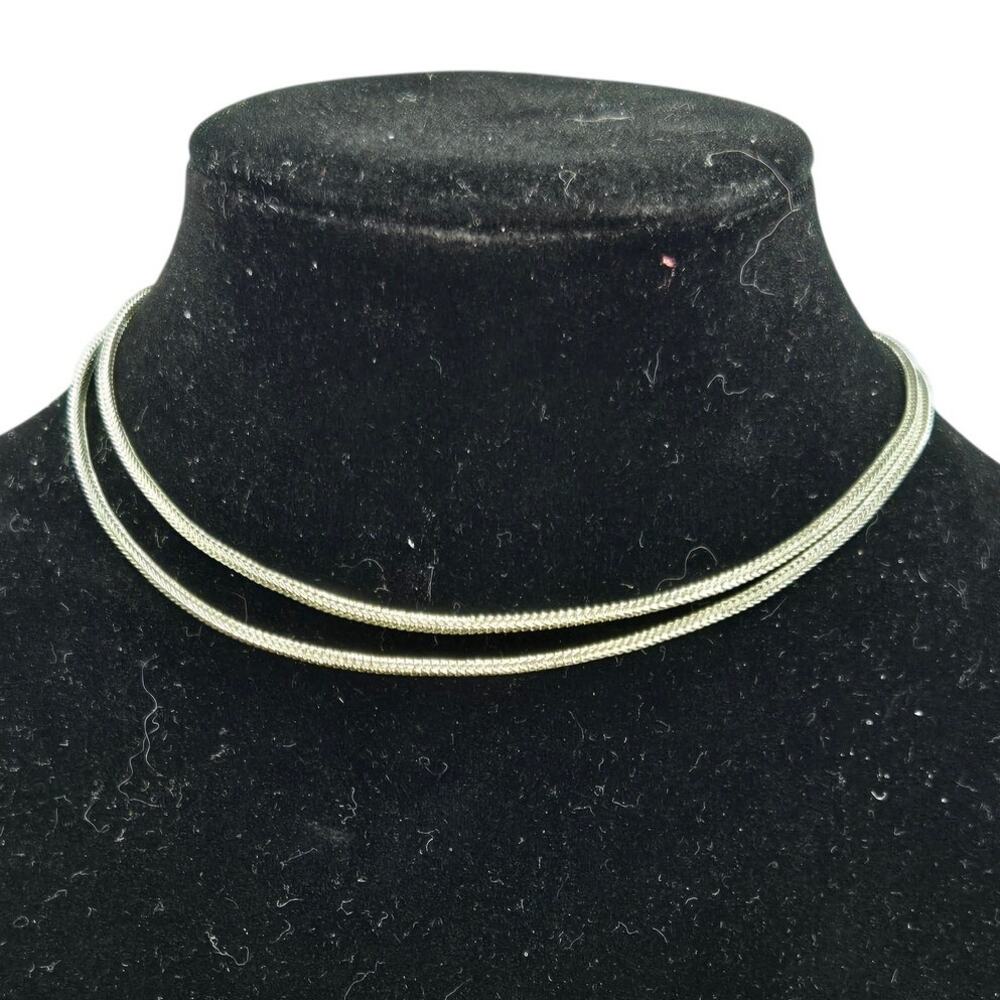 Vintage Silver Thick Foxtail Chain Long Necklace (for Layering) [J6]